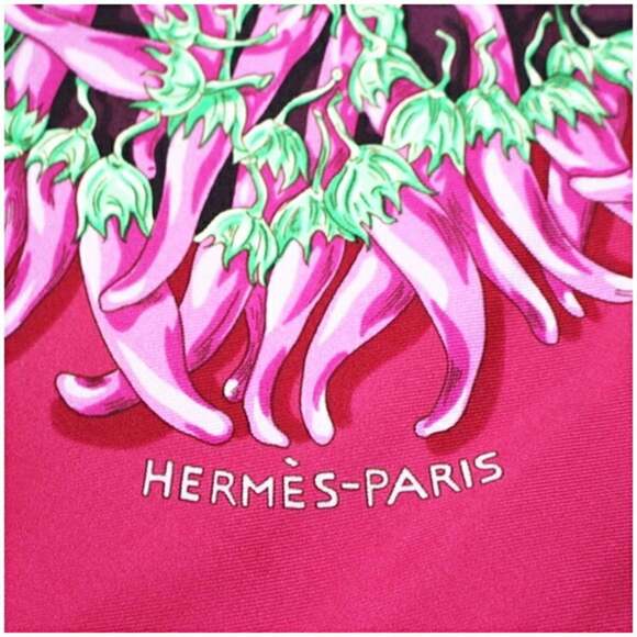 HERMES Red Silk Scarf - Picture 8 of 9